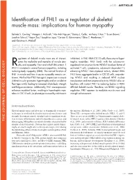 Identification of FHL1 As a Regulator of Skeletal Muscle