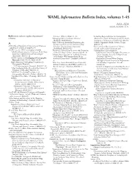 Index to the WAML Information Bulletin from 1969 to 2014; Vols.1-45