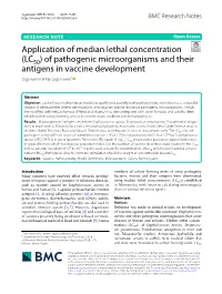 (LC50) of Pathogenic Microorganisms and Their Antigens in Vaccine Development Saganuwan Alhaji Saganuwan*