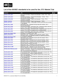 List of the ISO/IEC Standards to Be Used for the JTC1 Market Trial