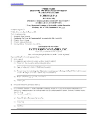 PATTERSON COMPANIES, INC. (Name of Registrant As Specified in Its Charter)