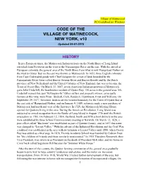 PC/Codebook for Windows CODE of the VILLAGE of MATINECOCK, NEW YORK, V10 Updated 09-01-2015