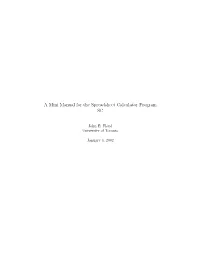 A Mini Manual for the Spreadsheet Calculator Program SC