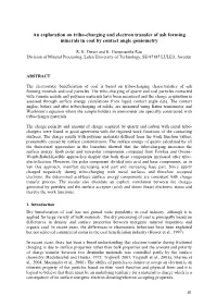 An Exploration on Tribo-Charging and Electron Transfer of Ash Forming Minerals in Coal by Contact Angle Goniometry