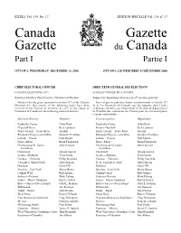 Canada Gazette, Part I, Extra