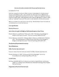 Citations for Scales Included in the Measuring Morality Survey Last