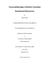 Favourability Map of British Columbia Geothermal Resources