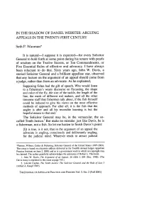 In the Shadow of Daniel Webster: Arguing Appeals in the Twenty-First Century