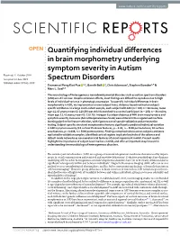 Quantifying Individual Differences in Brain Morphometry Underlying Symptom Severity in Autism Spectrum Disorders
