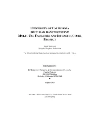 University of California Blue Oak Ranch Reserve Multi-Use Facilities and Infrastructure Project