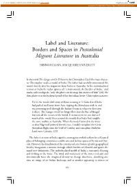 Borders and Spaces in Postcolonial Migrant Literature in Australia