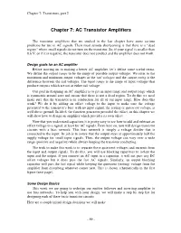 Chapter 7: AC Transistor Amplifiers