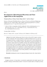 Development of Bioorthogonal Reactions and Their Applications in Bioconjugation