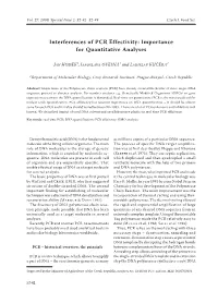 Interferences of PCR Effectivity: Importance for Quantitative Analyses