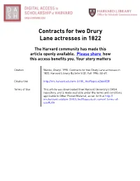 Contracts for Two Drury Lane Actresses in 1822