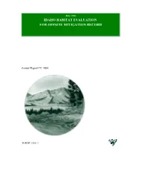 Idaho Habitat Evaluation for Offsite Mitigation Record This Is Invisible Text