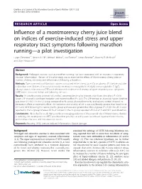 Influence of a Montmorency Cherry Juice Blend on Indices of Exercise