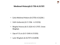 Medieval History(A.D 750-A.D1707)