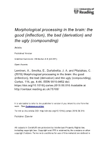 Morphological Processing in the Brain: the Good (Inflection), the Bad (Derivation) and the Ugly (Compounding)