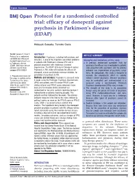 Protocol for a Randomised Controlled Trial: Efficacy of Donepezil Against