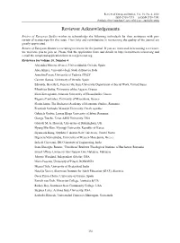 Reviewer Acknowledgements