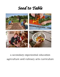 Seed to Table Curriculum Was Developed By