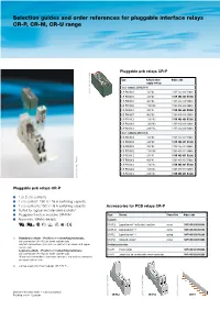 Selection Guides and Order References for Pluggable Interface Relays CR-P