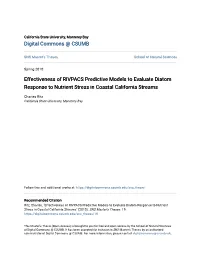 Effectiveness of RIVPACS Predictive Models to Evaluate Diatom Response to Nutrient Stress in Coastal California Streams