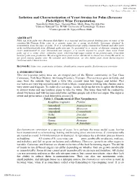 Isolation and Characterization of Yeast Strains for Palm