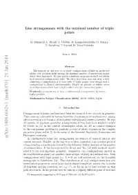 Line Arrangements with the Maximal Number of Triple Points