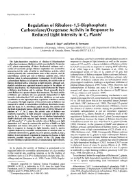Regulation of Ribulose-1, 5-Bisphosphate Carboxylase