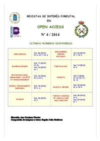 Revistas De Interés Forestal En Open Access