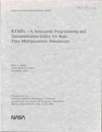 RTMPL—A Structured Programming and Documentation Utility for Real- Time Multiprocessor Simulations