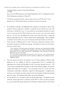 The Harvester Minimum Wage Case and Its Importance to Australian Society After 110 Years