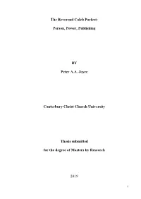 The Reverend Caleb Parfect: Person, Power, Publishing by Peter A.A