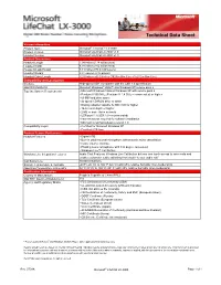 Version Information Product Name Microsoft® Lifechat™ LX-3000