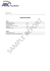 Content of the Report