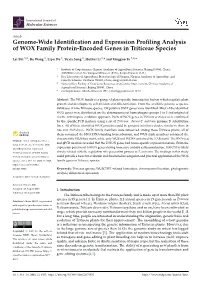 Genome-Wide Identification and Expression Profiling Analysis Of