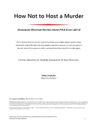 How Not to Host a Murder