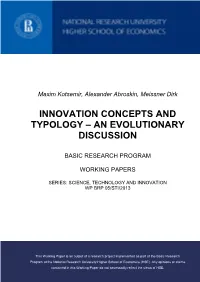Innovation Concepts and Typology – an Evolutionary Discussion
