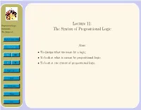 Lecture 11: the Syntax of Propositional Logic
