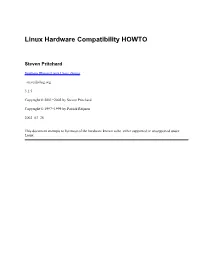 Linux Hardware Compatibility HOWTO