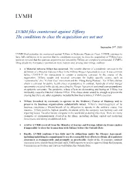 LVMH Files Countersuit Against Tiffany the Conditions to Close the Acquisition Are Not Met