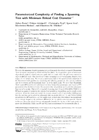 Parameterized Complexity of Finding a Spanning Tree with Minimum Reload Cost Diameter∗†