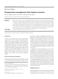 Postoperative Management After Hepatic Resection Lindsay J