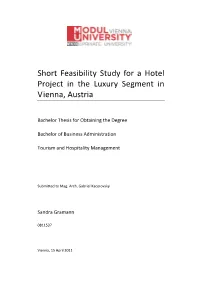 Short Feasibility Study for a Hotel in the Luxury Segment in Vienna, Austria