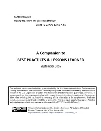 A Companion to BEST PRACTICES & LESSONS LEARNED