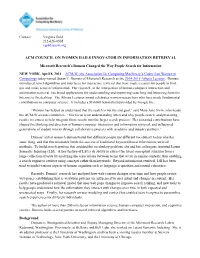 Acm Council on Women Hails Innovator in Information Retrieval