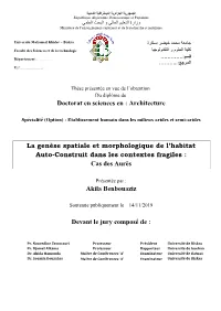 Doctorat En Sciences En : Architecture