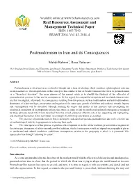 Postmodernism in Iran and Its Consequences